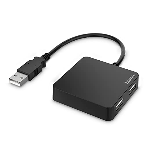 Hama Hub Con 4 Porte Usb (4X Usb-A 2.0, 480 Mbps, Alimentazione Usb, Cavo 0,15 M, 5,6 X 5,6 X 1,3 Cm) Nero