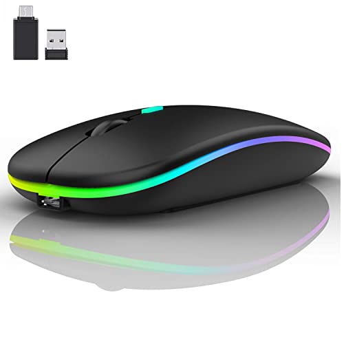 Leapest Mouse Bluetooth Senza Fili (Bluetooth 5.0 + Usb 2,4 Ghz), Mouse Wireless Da Ufficio Ottico Ricaricabile, Mouse Per Macbook Air Pro, Ipad, Mac,