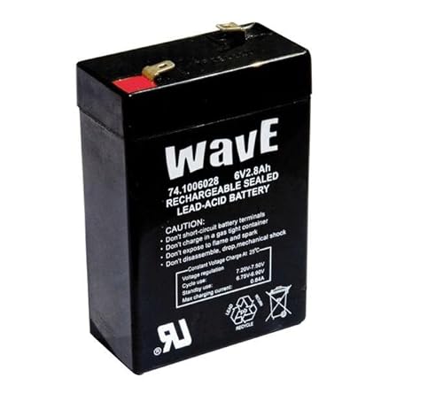 Wave Batteria Al Piombo Ricaricabile Sigillata 6 Volt 2,8 Ah Marca