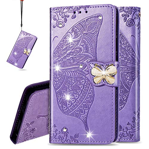 Imeikonst Portafoglio Case Per Huawei P20 Lite, Bling Diamante Embossed Cassa Pelle Pu Con Porta Carte Di Credito Magnetica Flip Stand Caso Per Huawei