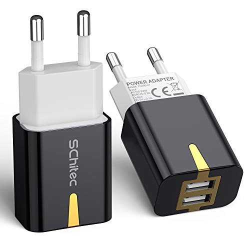 Caricatore Usb, Caricatore Usb Da Muro 2 Pack 2 Porte 5V/2.1A Caricabatterie Alimentatore Presa Usb Spina Compatibile Per Iphone 11 Xs Xr X Samsung M2