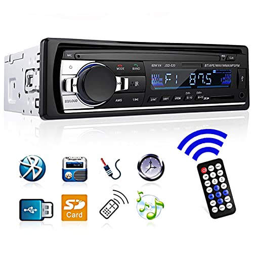 Autoradio 1 Din Autoradio Bluetooth Car Stereo, Single Din Lettore Mp3 Radio Fm Autoradio Vivavoce Bluetooth 1 Din Universale Supporto Eq/Usb/Tf/Sd/Au