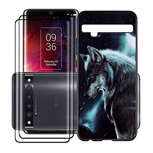 Kjyf Custodia + 2 Pezzi Vetro Temperato Pellicola Protettiva Per Tcl 10 Pro (6.47"), Nero In Silicone Morbido Tpu Cover, Anti Graffio Protettiva Case