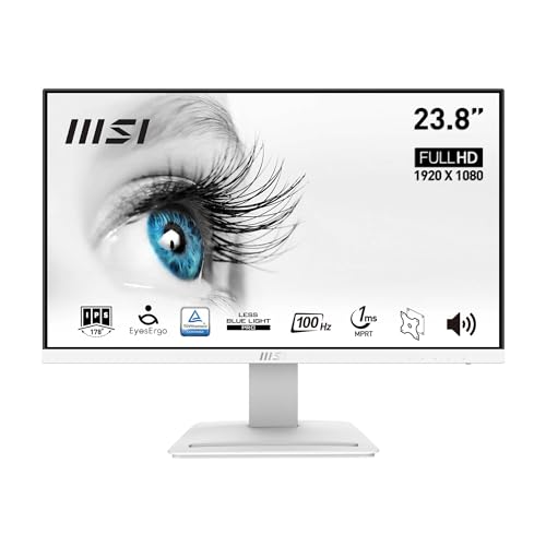 Msi Pro Mp243Xw Monitor Da 23.8" Full Hd - Pannello Ips 1920 X 1080, 100 Hz, Schermo Eye-Friendly, Montabile Vesa, Altoparlanti Integrati, Supporto Di