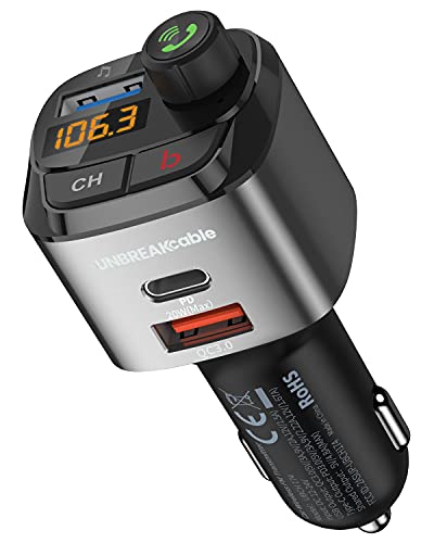 Unbreakcable Trasmettitore Bluetooth Per Auto, Fm Transmitter Per Auto Radio, Mp3 Audio Lettore, Adattatori Vivavoce Car Kit, 5.0 V Bluetooth Auto Con