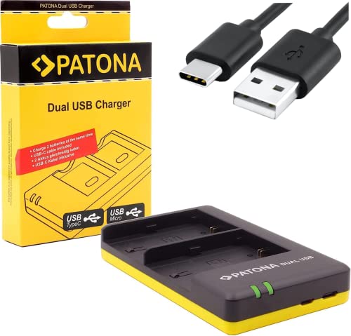 Patona En-El15C En-El15B En-El15 Caricabatteria 1965 Doppio, Usb (Ingresso Usb-C E Micro-Usb)