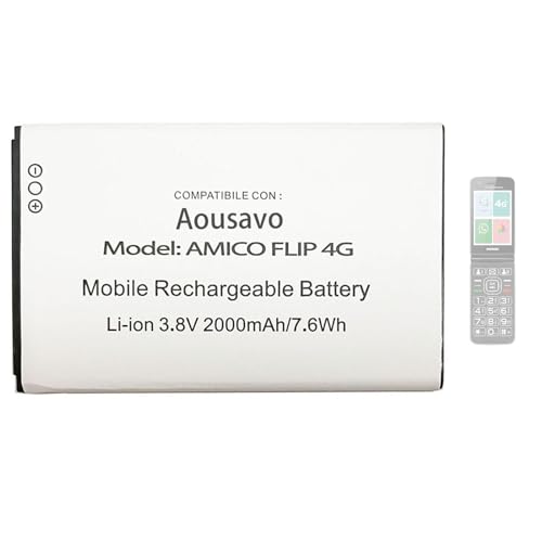 Aousavo Flip 4G Batteria Di Ricambio Compatibile Con Brondi Amico Flip 4G / Numero 7/Brondi Flip 4G -(Non Compatibile Flip 4G+/Flip 4G Plus/Boss 4G)
