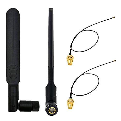 Wayintop 2Set 8Dbi 2,4 Ghz 5 Ghz Dual Band Wireless Network Wifi Antenna Rp-Sma Femmina + 20Cm Ipex A Rp-Sma Cavo Pigtail Maschio Per M.2 Ngff M.2 Sch