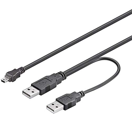 Premium Cord Mini Usb A Usb 2.0, Cavo Di Alimentazione Y, Mini Usb A Femmina A 2 Connettori A, Colore Nero, Lunghezza 0,4 M + 0,5 M