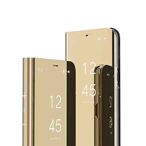 Cotdinfor Galaxy A70 Custodia Placcatura Specchio Clear View Standing Cover Slim Mirror Flip Portafoglio Antiurto Case Con Funzione Stand Per Samsung