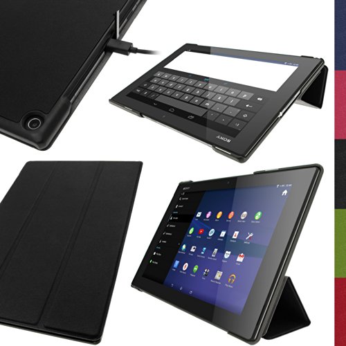 Igadgitz U2899 Nero Ecopelle Smart Cover Custodia Compatibile Con Sony Xperia Z2 Tablet Sgp511 10.1" Con Supporto Multi-Angle + Auto Sleep/Wake