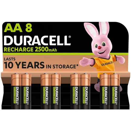 Batterie Ricaricabili Duracell Aa (Confezione Da 8), 2500 Mah Nimh, Pre-Caricate, Le Nostre Batterie Ricaricabili N.1 Per Lunga Durata