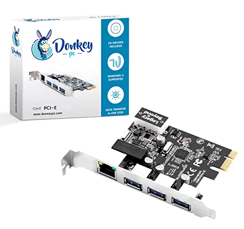 Donkey Pc Scheda Di Espansione, Adattatore A 3 Porte Uno Di Essi Usb 3.0 Per Pc Con Pci-Express. Conversione Da Porta Pci A Porta Multipla. Pci-E A 3
