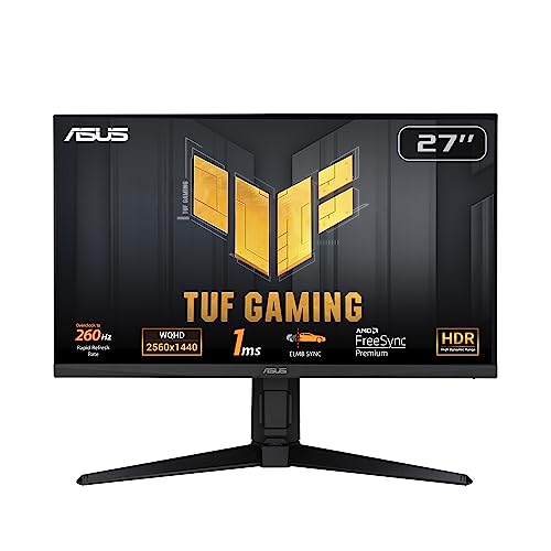 Asus Tuf Gaming Vg27Aqml1A Monitor Gaming 27” Pollici, Qhd (2560X1440), 260 Hz, Elmb, Freesync Premium, 1 Ms (Gtg), Overdrive Variabile, 100% Srgb, Di
