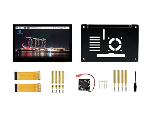 4.3Inch Dsi Lcd With Case Capacitive Touch Display Ips Screen 800×480 Resolution Wide Angle Monitor For Raspberry Pi 4B, Supports Ubuntu/Kali / Win10