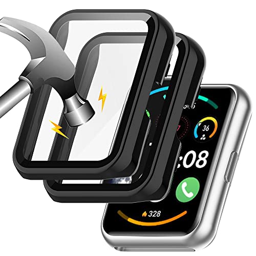 Akancy [2 Pezzi] Custodia Rigida Compatibile Con Oppo Watch Free/Huawei Band 6 Con Pellicola Protettiva, 9H Durezza Hart Pc Case Sottile In Vetro Temp