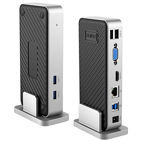 Benfei Usb 3.0 Docking Station Universale Doppio Monitor Hdmi Vga Compatibile Con Mac Windows, Ingresso Usb 3.0 O Usb-C, (Doppio Display: Hdmi E Vga,