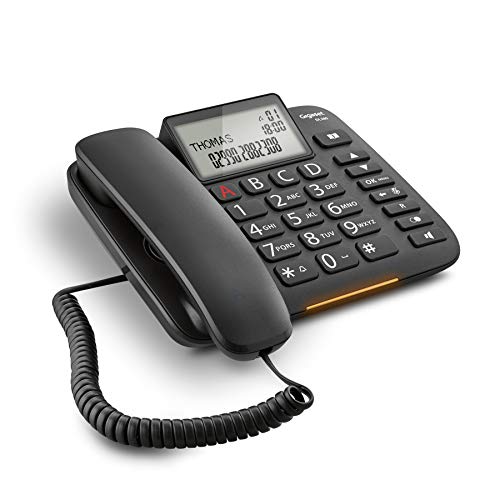 Gigaset Dl380 Telefono Fisso, Ampio Display, Grandi Tasti Ergonomici, Visualizzazione Chiamata Tramite Led, Nero [Italia]