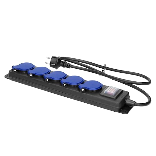 Miratic Ciabatta Multipresa Da Esterno 5 Prese (2P+T) Interruttore Cavo Di Gomma H05Rr-F 3X1,5Mm² Ip44 (5 M)
