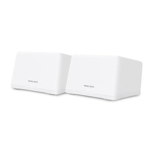 【Nuovo Wi-Fi7】 Mercusys Halo H47Be(2-Pack) - Be9300 Tri-Band Wi-Fi Mesh 7, Fino A 9.3 Gbps, Copertura Fino A 550 M², 3X 2.5G Porte, Facile Configurazi