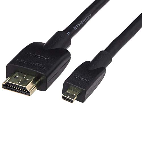 Amazon Basics, Cavo Da Micro Hdmi A Hdmi, Flessibile, 1.8 M, Nero, Per Televisore