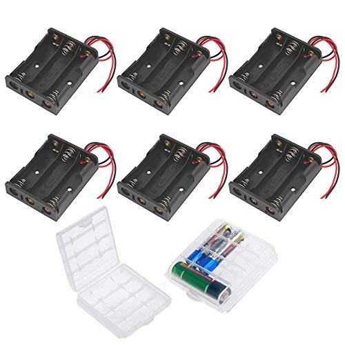 Gtiwung 6Pcs Aa Portabatterie Per 3 Batterie, 4.5V Aa Battery Clip Battery Holder Aa Batteries Case Con Cavi, Titolare Caso Batteria