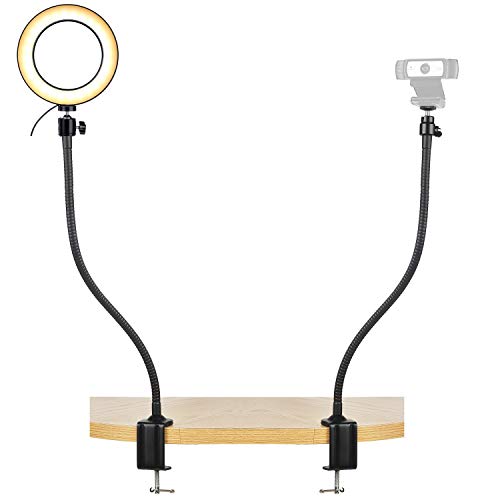Ayizon Webcam Streaming Luce, Webcam Stand Con Anello Di Luce Da 6'' Kit Di Montaggio Per Webcam Logitech Webcam Streamcam C920S C920 C930E C922X C930