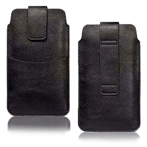 Axelens Custodia A Sacchetto Da Cintura Universale In Similpelle Chiusura A Strappo Con Porta Carte Per Cellulare Smartphone Samsung, Xiaomi, Iphone T