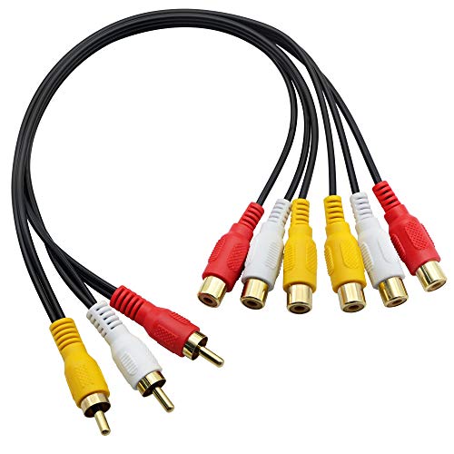 Cavo Splitter Audio Video Da 3 Rca Maschio A 6 Rca Femmina, Adattatore Av Per Tv, Dvd, Set-Top Box, Ecc., 3 M