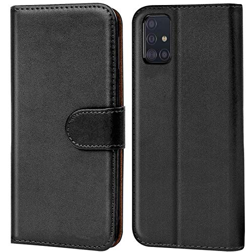 Verco Custodia Per Samsung A51, Case Per Samsung Galaxy A51 Cover Pu Pelle Portafoglio Protettiva, Nero