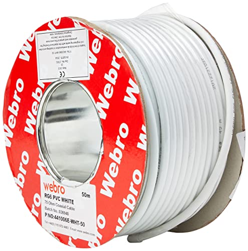 Cavo Digitale Coassiale Rg6 50 M Webro Per Antenna E Satellite Tv - Bianco