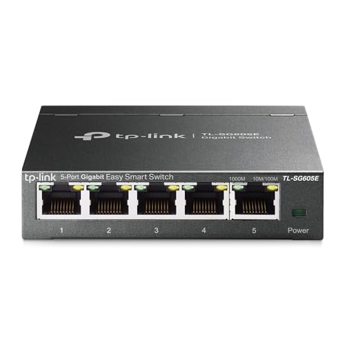 Tp-Link Tl-Sg605E Easy Smart Managed Switch Ethernet 5 Porte Rj45 Gigabit, Facile Intelligente, Gestione Intelligente, Caratteristiche L2, Plug&Play,