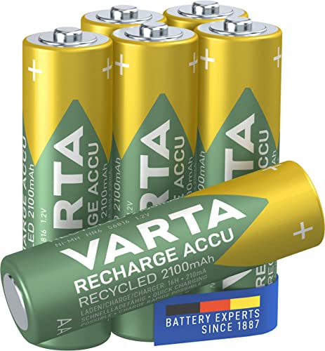 Varta Pile Ricaricabile Stilo Aa Gamma Recycled 56816101406, Realizzate Con 11% Di Materiale Riciclato, Ni-Mh, Batterie Precaricate E Pronte Per L'Uso