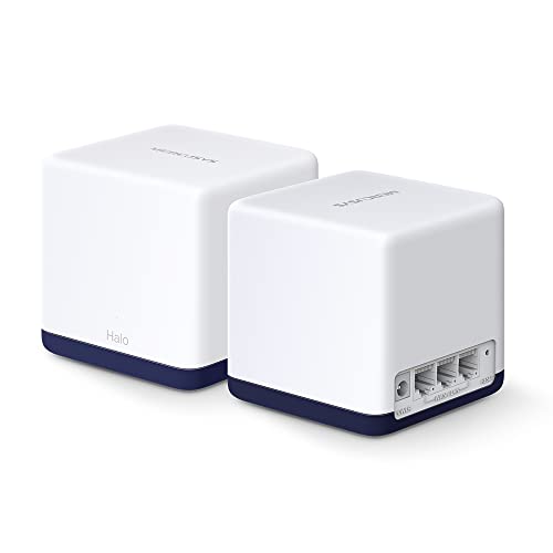 Mercusys Halo H1900G(2-Pack) Router Wifi Mesh Dual Band Ac1900Mbps, 2 Pezzi Con Copertura Fino A 350㎡, 3 Porte Gigabit Ethernet, Modalità Router E Acc