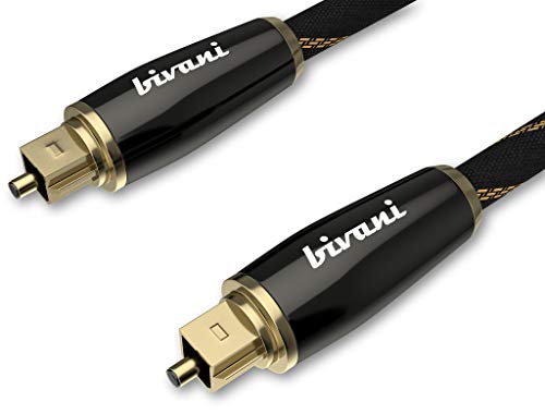 Bivani Bivtles0500 Serie Elite Cavo In Fibra Ottica Toslink Premium Da 5 Metri, Fibra Ottica S/Pdif Hq, Tessuto Di Nylon, 5M