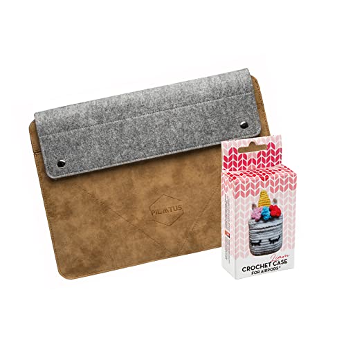 Custodia Laptop 14" Pilatus Caramel + Custodia Airpod Crochet Liam