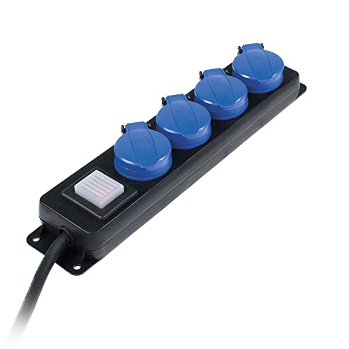 As - Schwabe Bloc De 4 Prises De Distribution Avec Interrupteur, Prises De Courant De Sécurité Avec Couvercles Rabattables, 1,5 M De Câble, 230V, 16A,