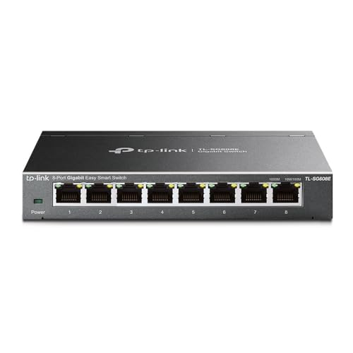 Tp-Link Tl-Sg608E Easy Smart Managed Switch Ethernet 8 Porte Rj45 Gigabit, Facile Intelligente, Gestione Intelligente, Caratteristiche L2, Plug&Play,