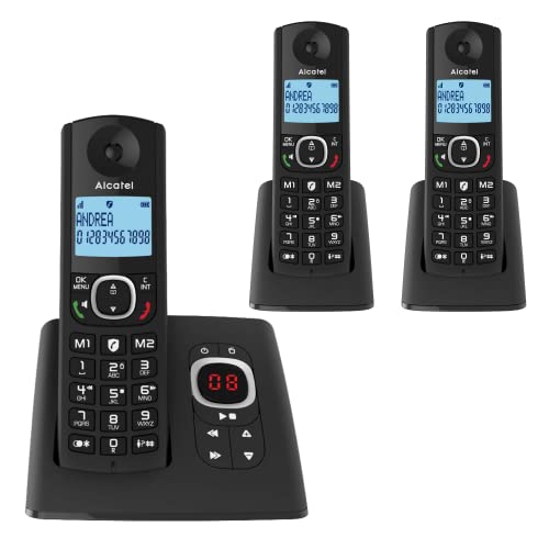 Alcatel F530 Voice Trio, Téléphone Sans Fil Avec Répondeur Et 3 Combinés, Blocage D'Appels Et Fonction Mains Libres Noir