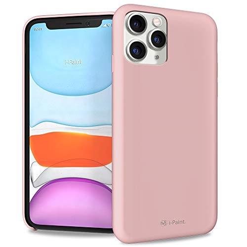 I-Paint Cover Custodia Protettiva Per Iphone 11 Pro Max 6.5" In Silicone Rosa Cipria Con All'Interno Microfibra - Solid Case Powder Pink.