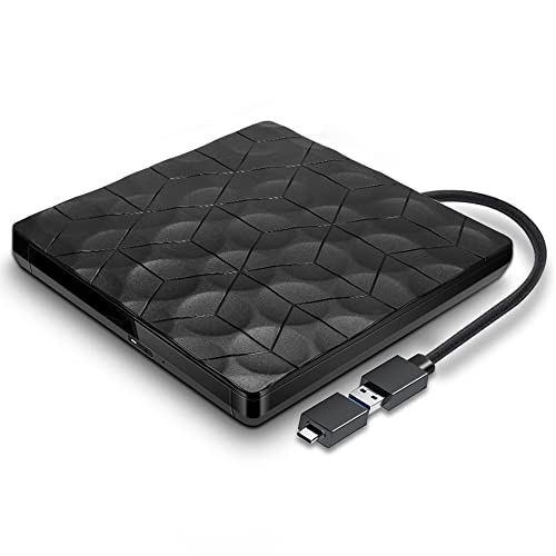 Comter Lettore Dvd Esterno Usb 3.0 Usb-C Portatile Dvd/Cd E Cd Dvd-/+Rw Bruciatore/Plug&Play/Low Noise Per Laptop, Desktop, Pc, Mac
