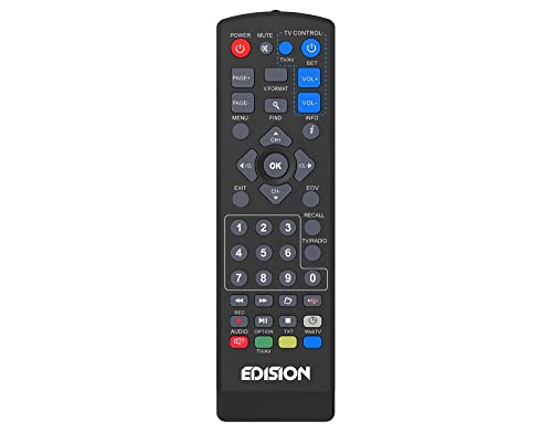 Edision Telecomando Universale Edi-Rcu 1 Learn, Originale, Programmabile, 2In1 Tv E Ricevitore, Picco T2, Picco T265, Picco T265+, Nano T265+, Picco T