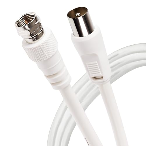Maplin Cavo Coassiale Per Antenna Satellitare Con Connettore F Maschio A Rf Maschio, 5 M, Colore: Bianco