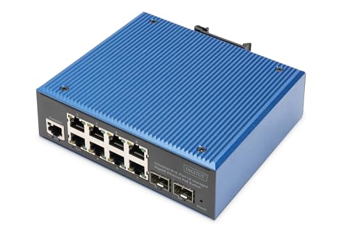 Digitus Switch Di Rete Industriale Gestito A 10 Porte Gigabit Ethernet Poe - 8X Rj45 + 2X Sfp Uplink - 30W Poe Budget Per Porta Rj45 - L2 Gestito - Mo
