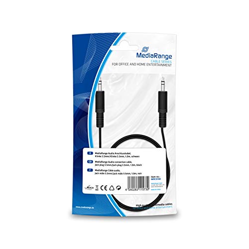 Mediarange 1 M, 3.5 Mm – 3.5 Mm – Cavi Audio (3.5 Mm – 3.5 Mm, 3.5 Mm, Maschio, 3.5 Mm, Uomo, Nero)