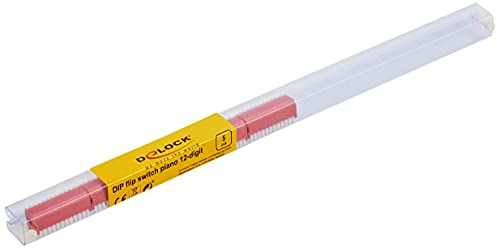 Delock - Interruttore A Levetta Dip Per Pianoforte, 12 Cifre, 2,54 Mm, Tht, 5 Pezzi, Rosso