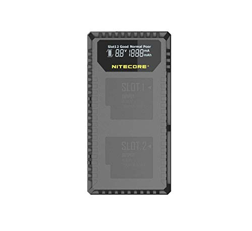 Nitecore Nitupg5 Caricabatterie Doppio Con Schermo Lcd Per Gopro Hero 5 Nero