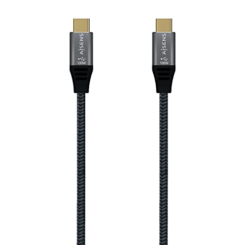Aisens - A107-0671 - Cavo Usb 3.2 Gen2X2 20Gbps 5A 100W E-Mark, Tipo Usb-C/M-Usb-C/M, Grigio, 1,0 M