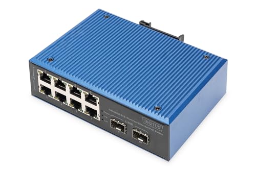 Digitus Switch Di Rete Industriale 10 Porte Fast Ethernet Poe - 8X Rj45 + 2X Gigabit Sfp Uplink - 30W Poe Budget Per Porta - Protezione Ip40 - Montagg
