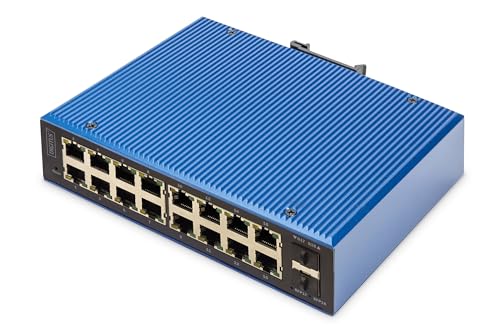 Digitus Switch Di Rete Industriale Gestito A 18 Porte Gigabit Ethernet Poe - 16X Rj45 + 2X Sfp-Uplink - 1X Porta Console - 30W Poe Budget Per Porta Rj